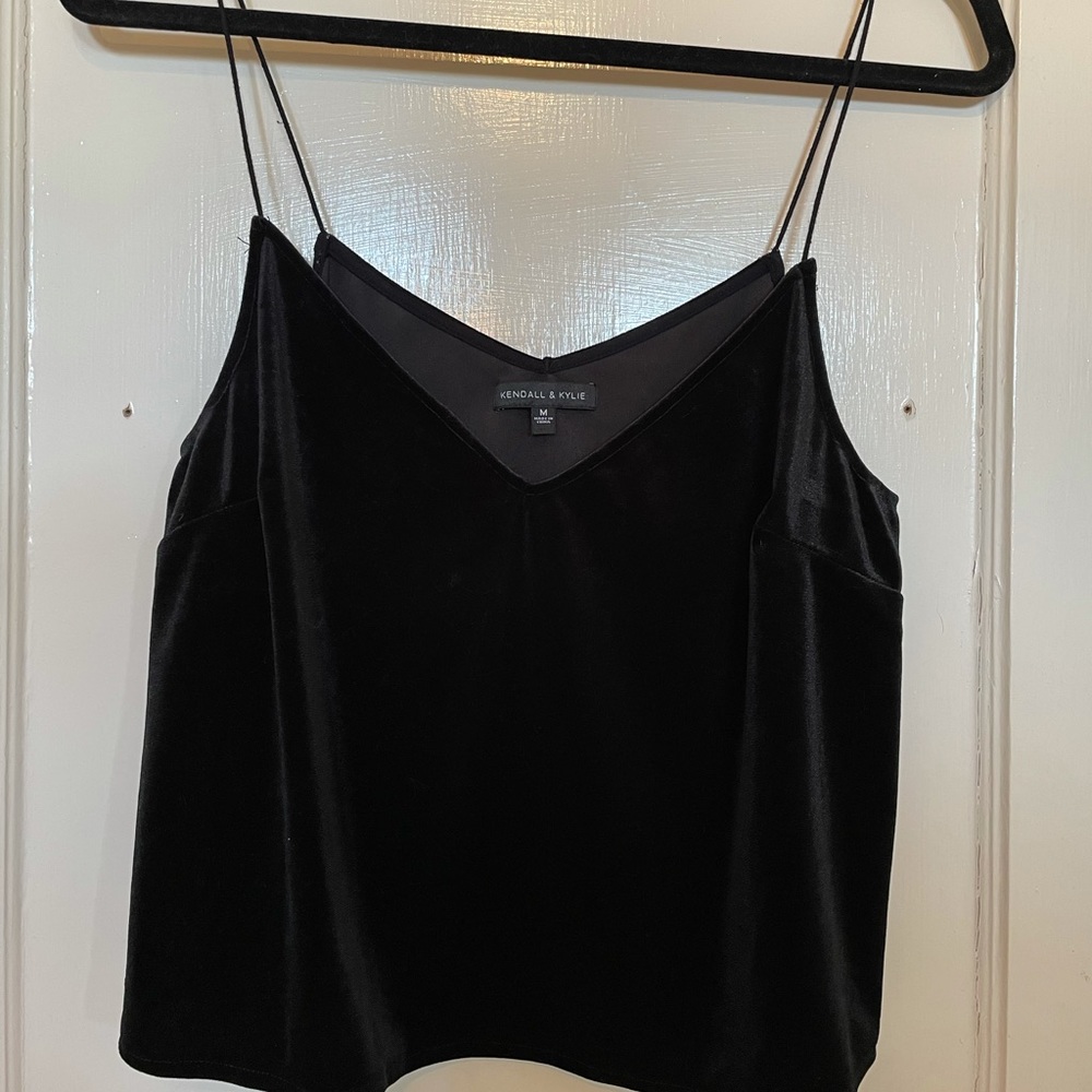 Women’s Kendall & Kylie black velvet tank top